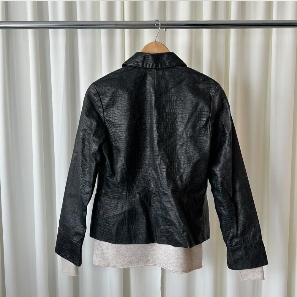 Vintage Y2K 90s Apostrophe black leather jacket size 4 - Picture 4 of 7